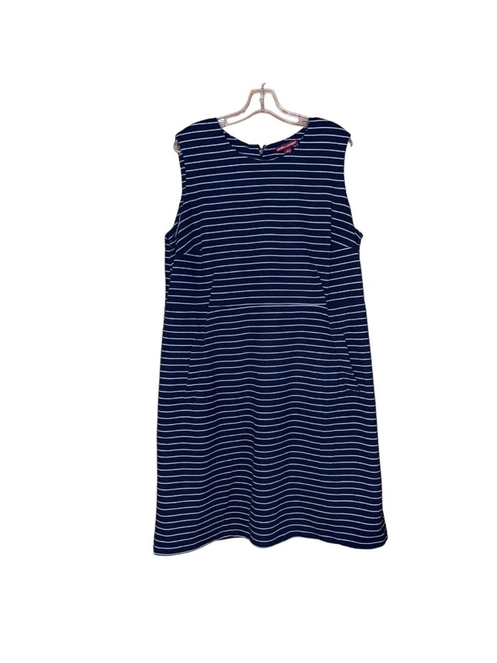 Jessica London Womens 22W Navy & White Striped Sleeveless A-Line Dress  Pockets